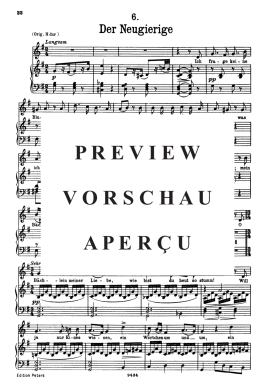 gallery: Der Neugierige, D.795-6 (Die Schöne Müllerin) , ,  (Gesang tief + Klavier)