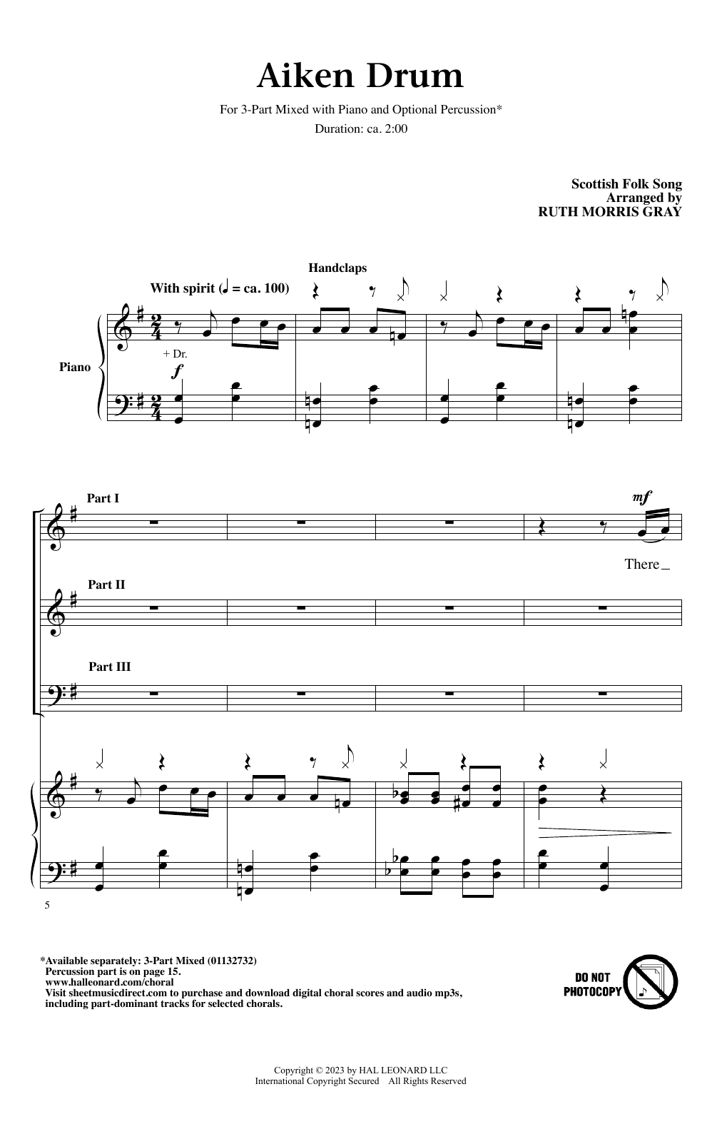 Product picture to: Aiken Drum (arr. Ruth Morris Gray)