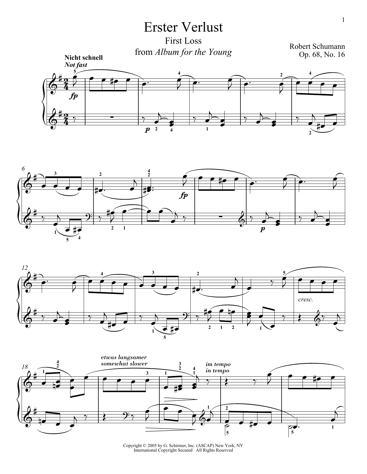 Product gallery: Page 1 of 1 First Loss, Op. 68, No. 16, Robert Schumann