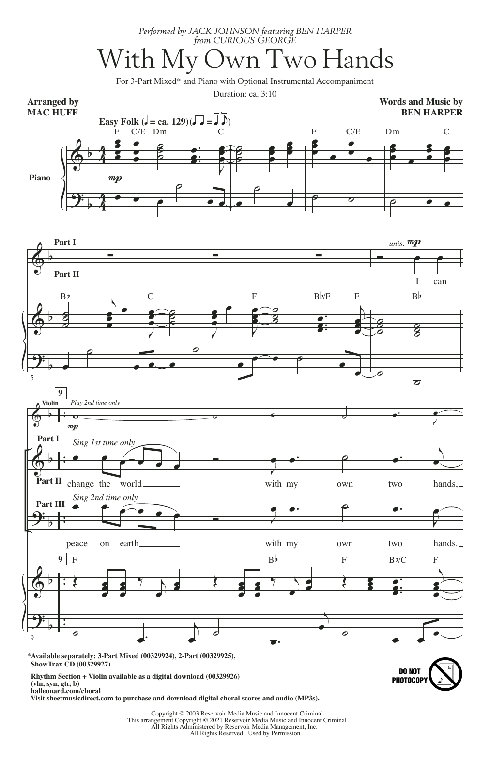 Produktbild zu: With My Own Two Hands (from Curious George) (arr. Mac Huff)
