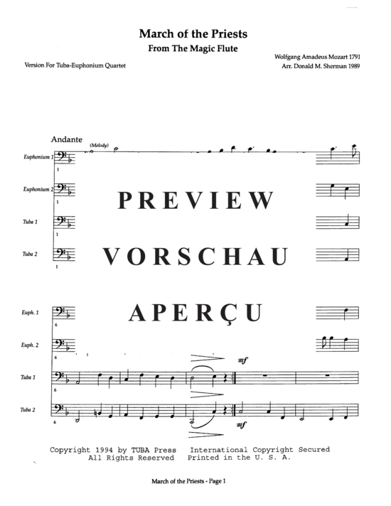 Product gallery: Page 3 of 11 March of the Priests , , (Tuba Quartett EETT)