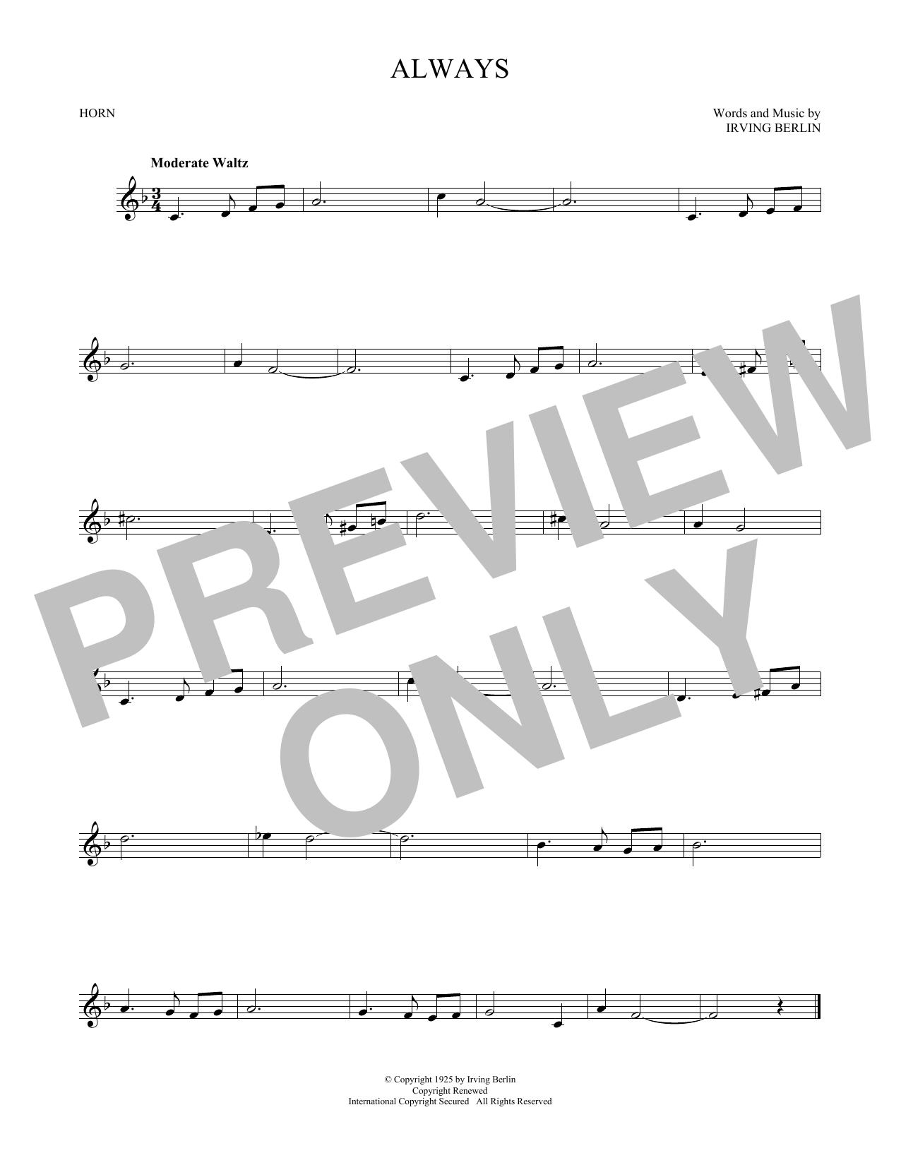 Produktgalerie: Seite 1 von 1 Always, Irving Berlin, Horn