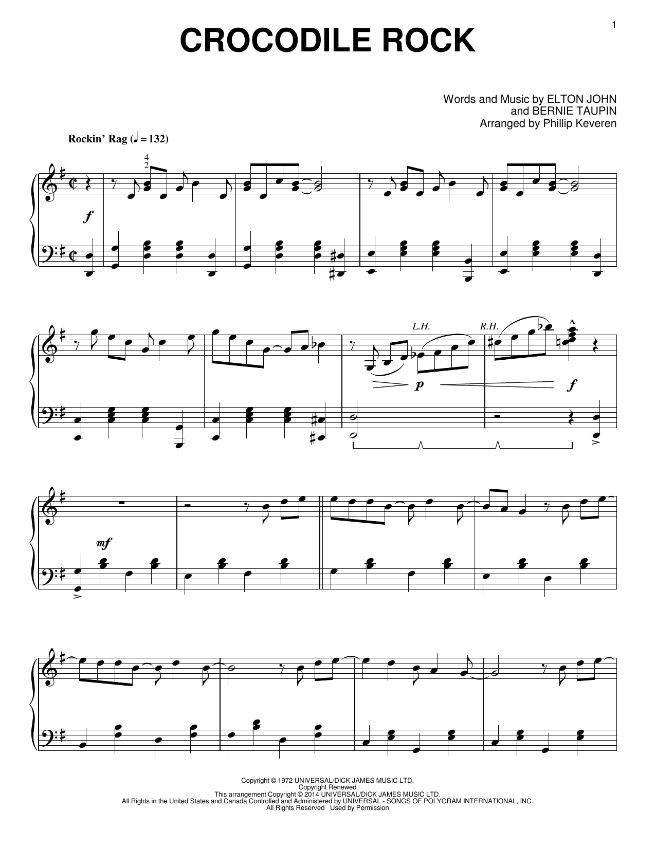 Produktgalerie: Seite 1 von 1 Crocodile Rock [Classical version] (arr. Phillip Keveren), Elton John, Klavier