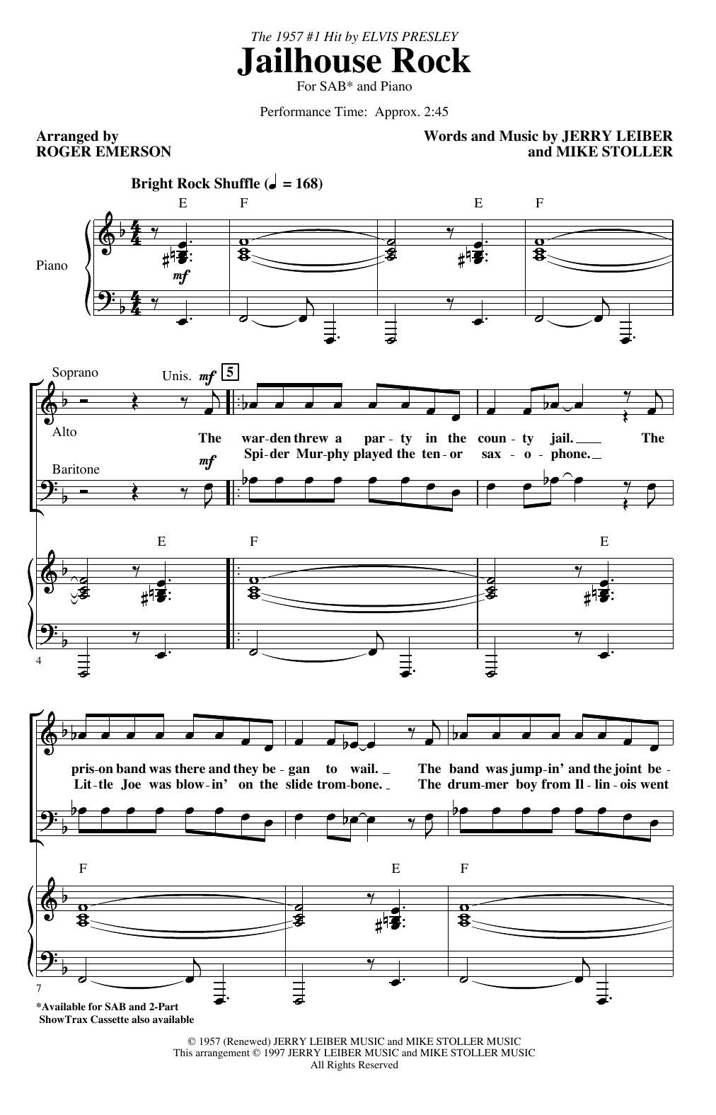 Produktgalerie: Seite 1 von 1 Jailhouse Rock (arr. Roger Emerson), Elvis Presley, Chor