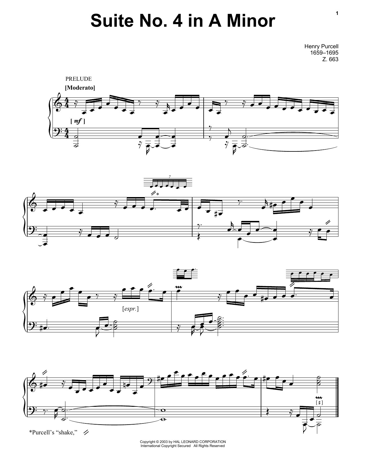 Produktgalerie: Seite 1 von 1 Suite No. 4 In A Minor, Henry Purcell, Klavier