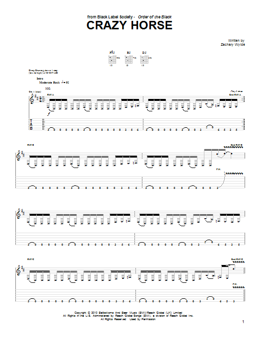 Produktgalerie: Seite 1 von 1 Crazy Horse, Black Label Society, Gitarre