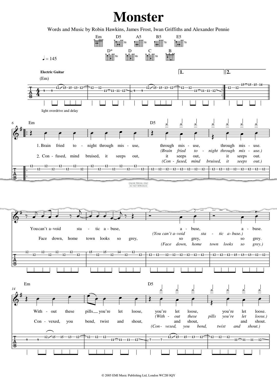 Monster The Automatic Noten Gitarre Gesang PDF Download Monster The Automatic Noten Gitarre Gesang PDF Download