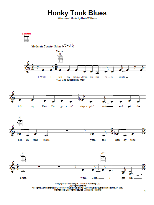 Product gallery: Page 1 of 1 Honky Tonk Blues, Hank Williams