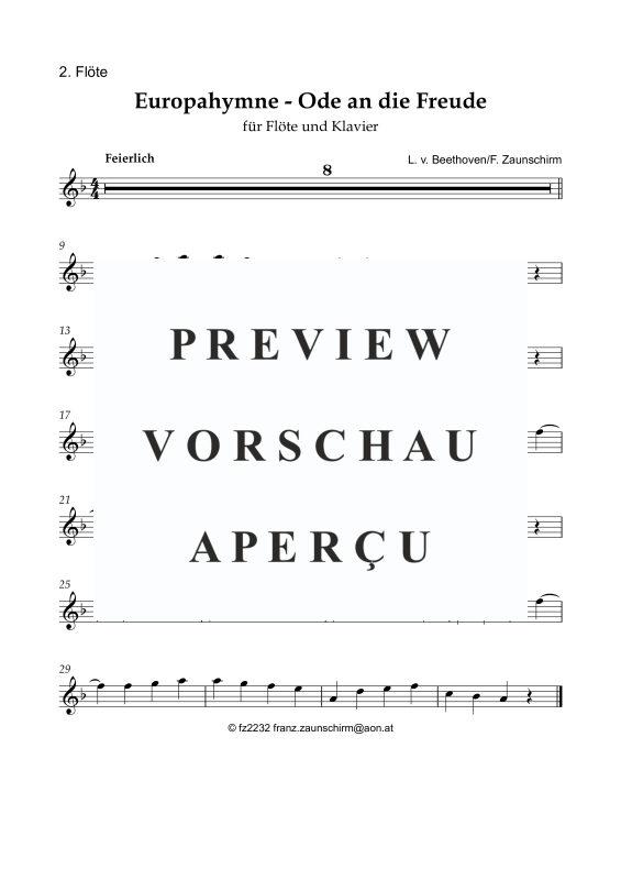 Product gallery: Page 8 of 8 Europhymne - Ode an die Freude, , Transverse Flute and Piano