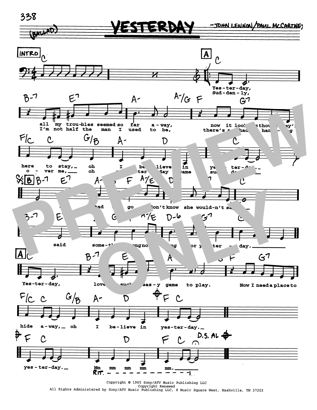Produktgalerie: Seite 1 von 1 Yesterday (Low Voice), The Beatles