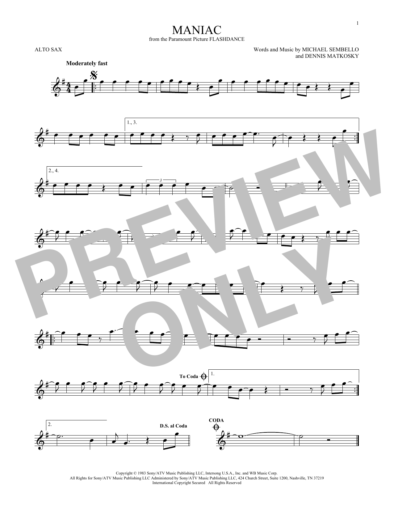 Product gallery: Page 1 of 1 Maniac, Michael Sembello