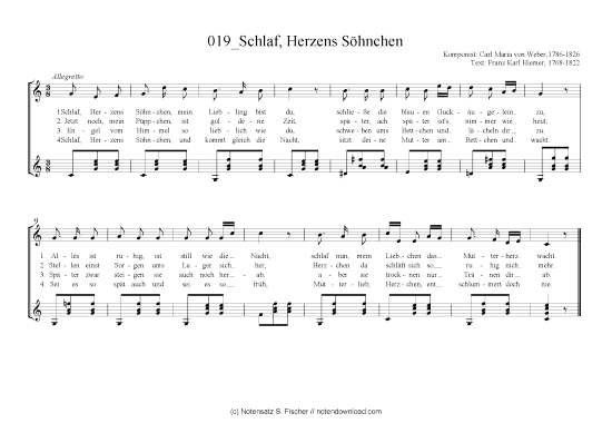 Product picture to: Schlaf, Herzens Söhnchen Carl Maria von Weber,1786-1826 / Franz Karl Hiemer, 1768-1822