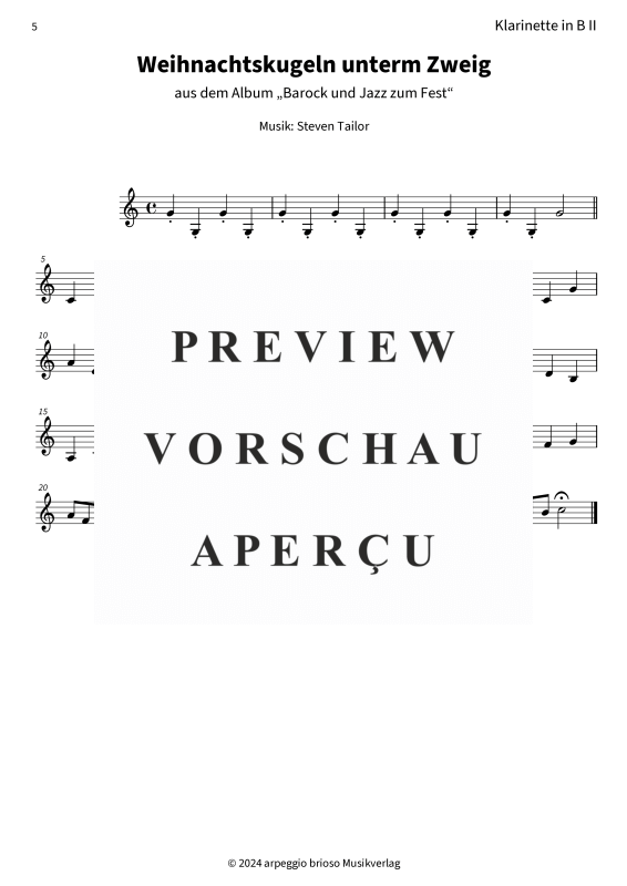 Product gallery: Page 7 of 7 Weihnachtskugeln unterm Zweig - aus dem Album Barock und Jazz zum Fest, , (Duet 2x clarinet in Bb)