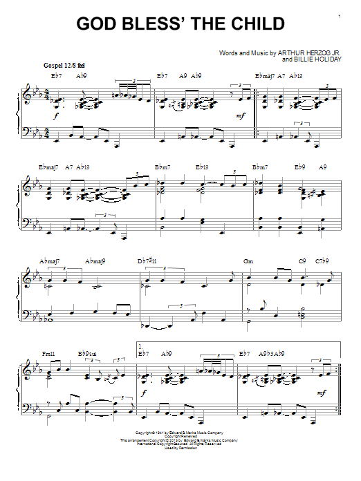 Product picture to: God Bless' The Child [Jazz version] (arr. Brent Edstrom)