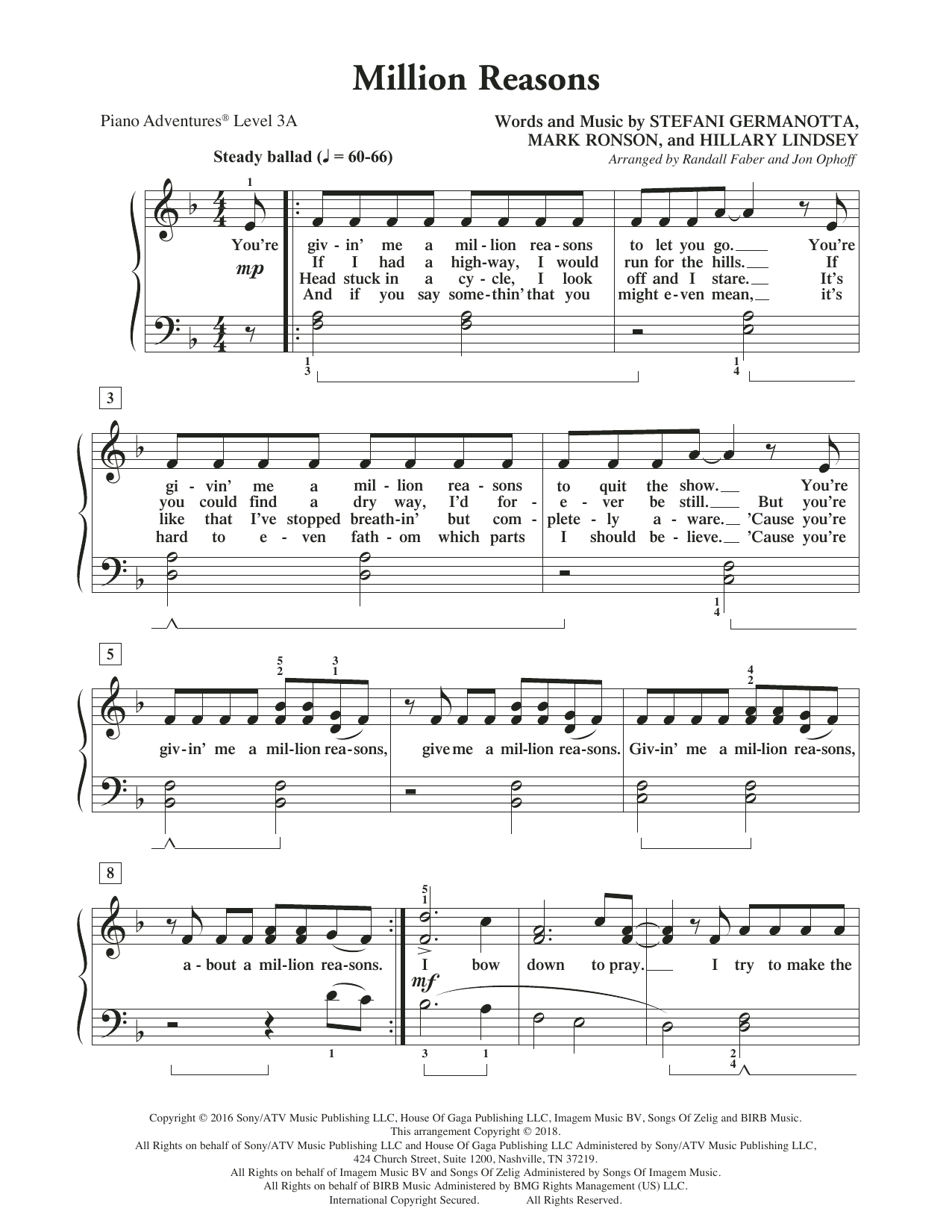 Product picture to:  Million Reasons - Randall Faber & Jon Ophoff