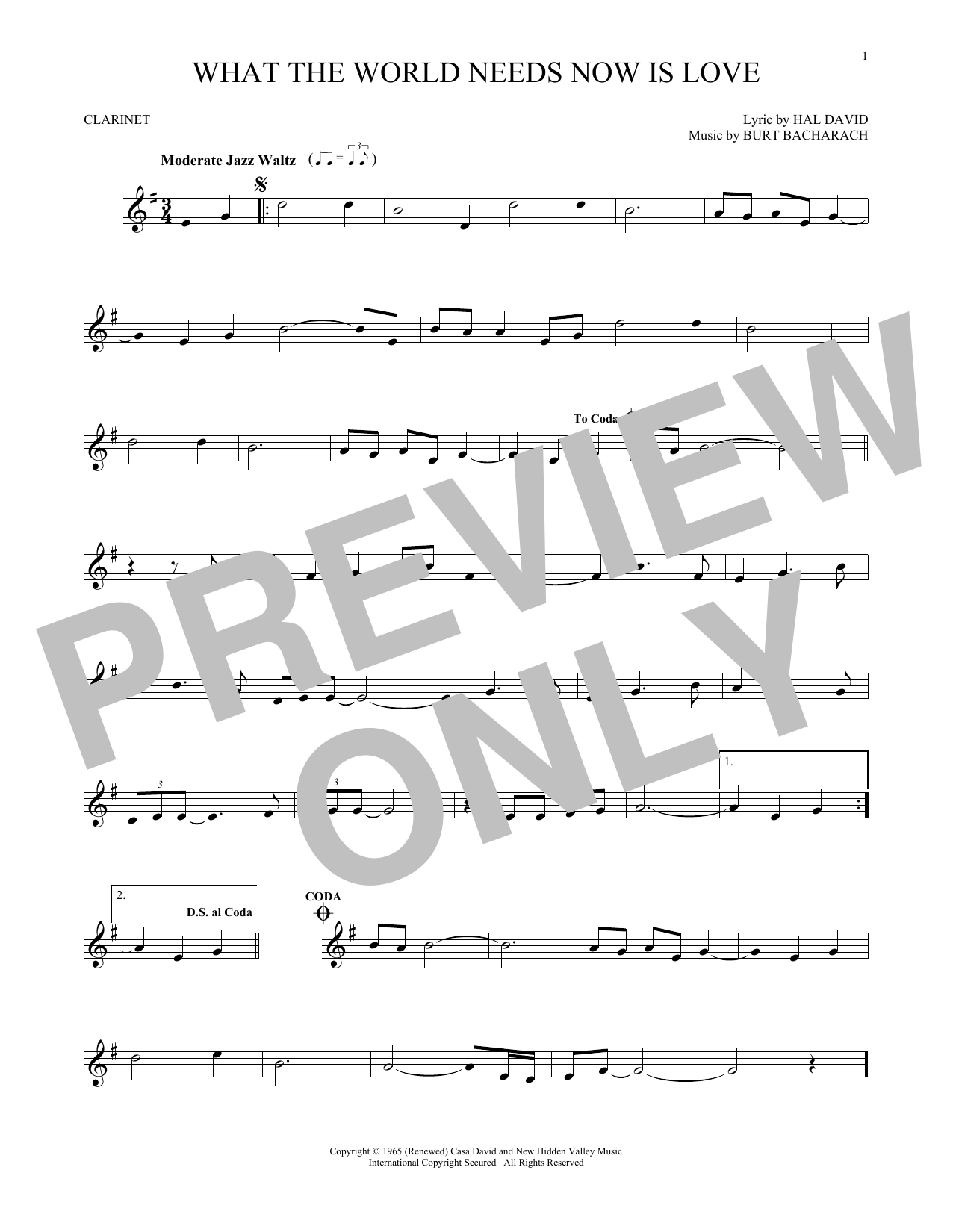 Product gallery: Page 1 of 1 What The World Needs Now Is Love, Bacharach & David