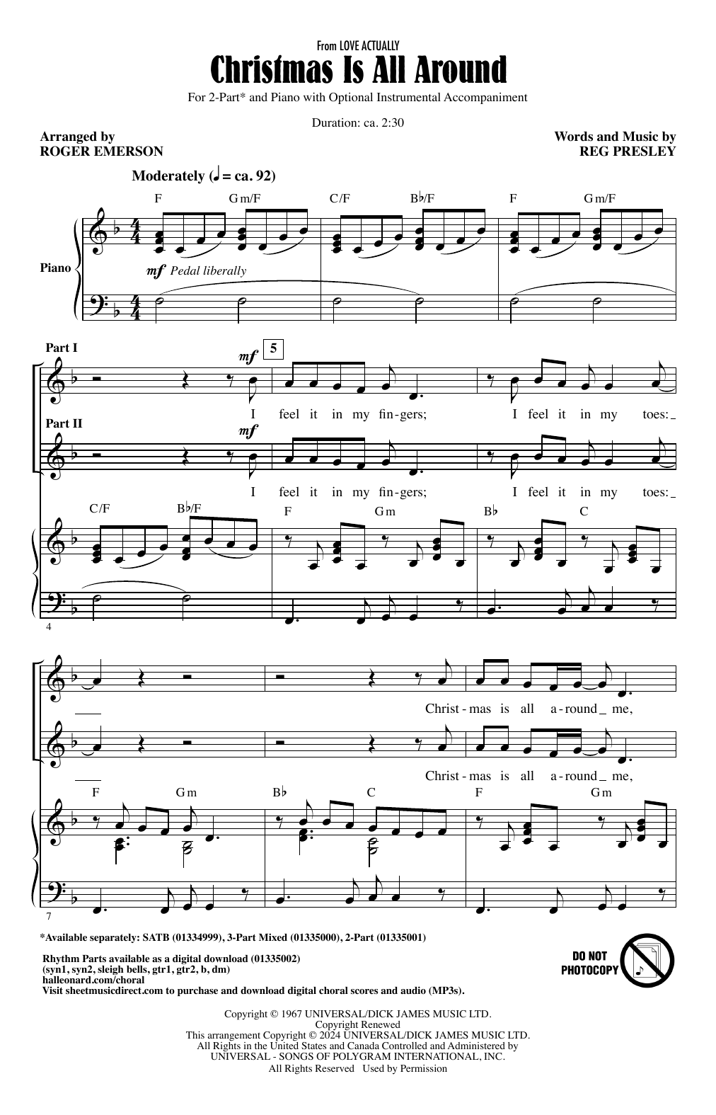 Produktbild zu: Christmas Is All Around (from Love Actually) (arr. Roger Emerson)