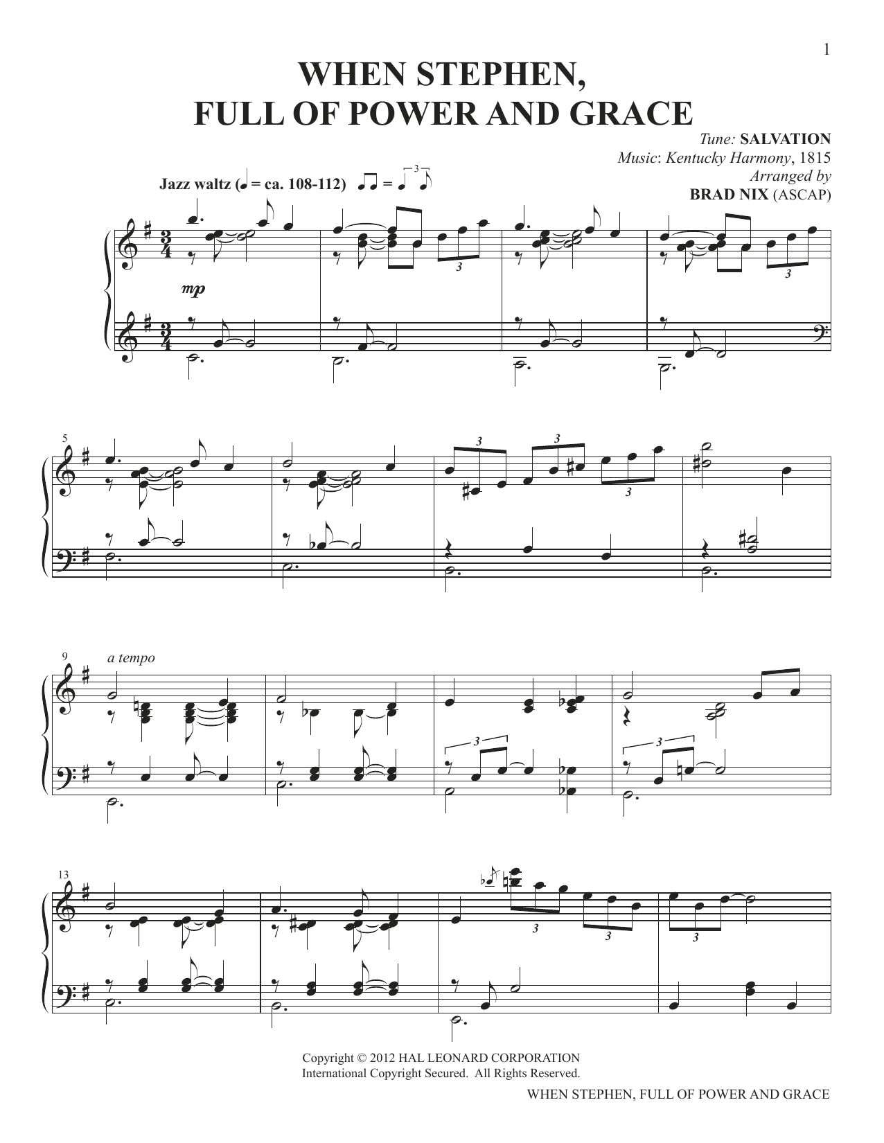 Produktbild zu: When Stephen, Full Of Power And Grace (arr. Brad Nix)