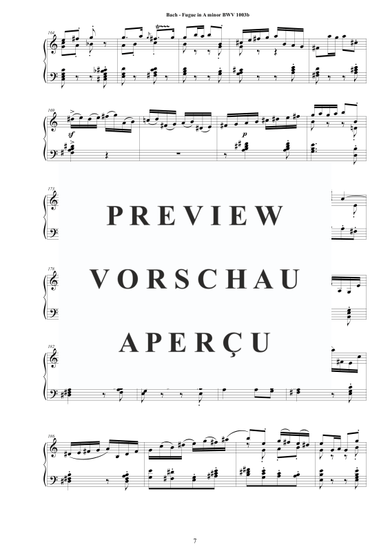 Produktgalerie: Seite 8 von 11 Fuge in A-Moll BWV 1003b - Piano Version, , Klavier Solo