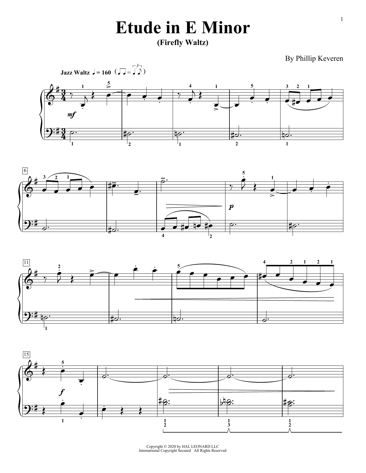 Product gallery: Page 1 of 1 Etude In E Minor (Firefly Waltz), Phillip Keveren