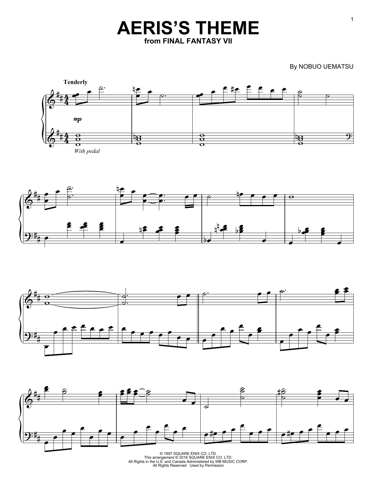Product gallery: Page 1 of 1 Aeris's Theme (from Final Fantasy VII), Nobuo Uematsu