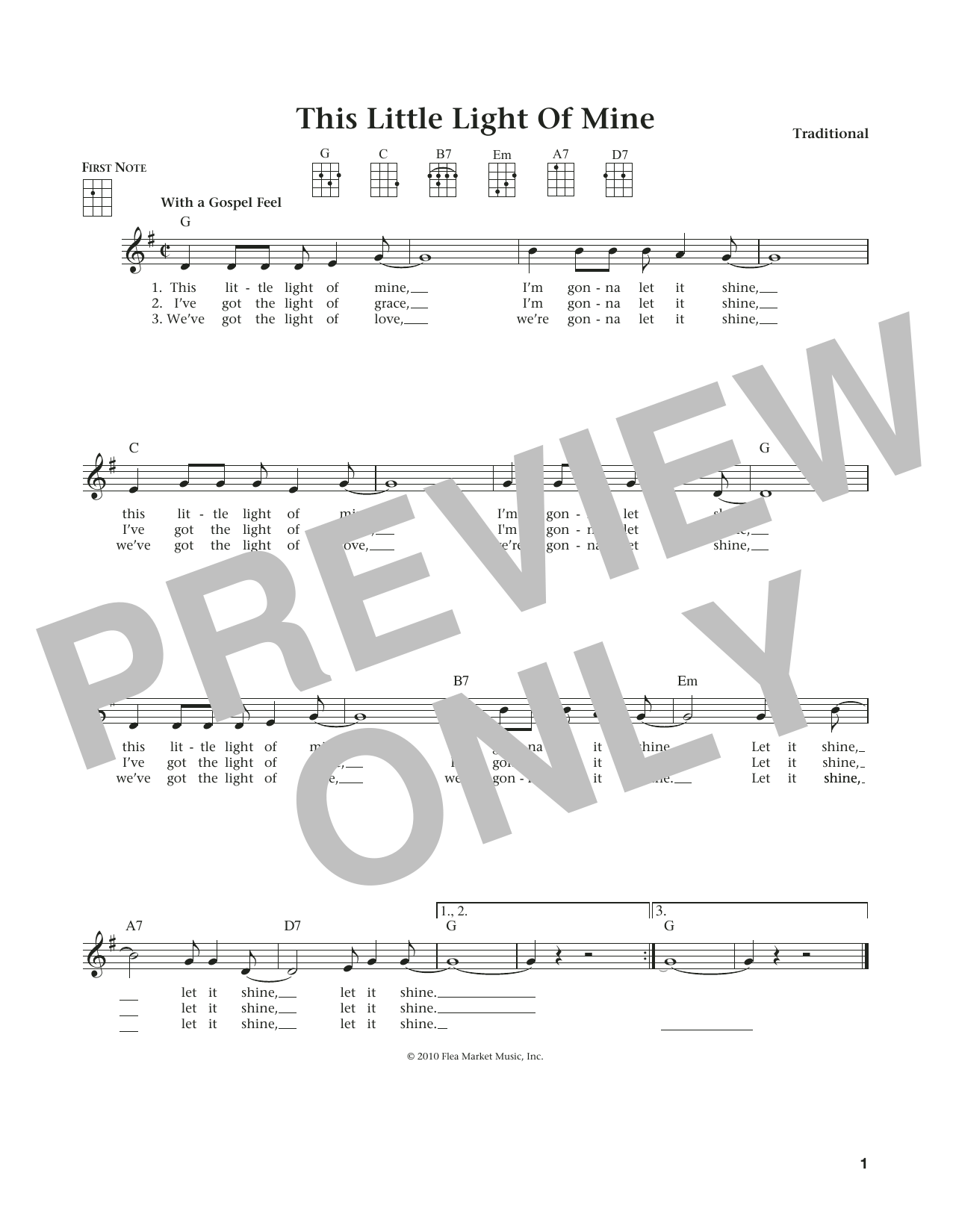 Product gallery: Page 1 of 1 This Little Light Of Mine (from The Daily Ukulele) (arr. Liz and Jim Beloff), Traditional