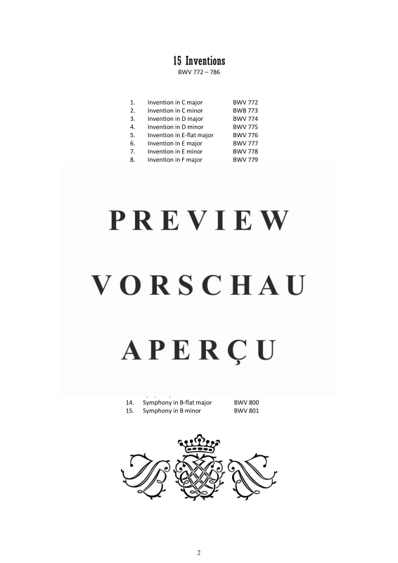 Produktgalerie: Seite 3 von 11 Inventionen und Sinfonien für zwei und drei Stimmen, , Klavier Solo - aus dem Klavierbüchlein von Wilhelm Friedemann Bach