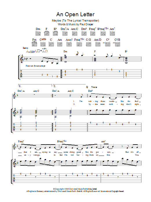 Produktgalerie: Seite 1 von 1 An Open Letter, Mansun, Gitarre