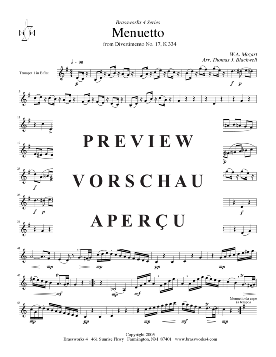 Produktgalerie: Seite 6 von 8 Menuett, , (2xTrompete in B, Horn in F, Posaune)
