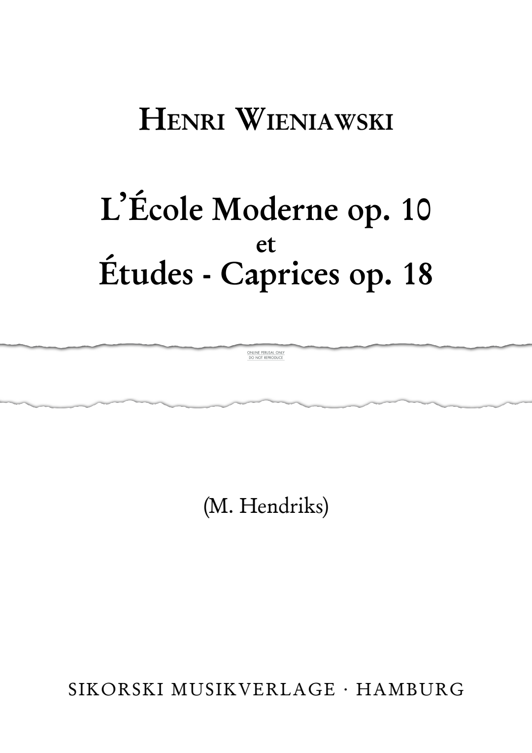 Produktgalerie: Seite 1 von 1 L'École Moderne (The Modern School) / Études-Caprices (Etudes), Henri Wieniawski, Violine