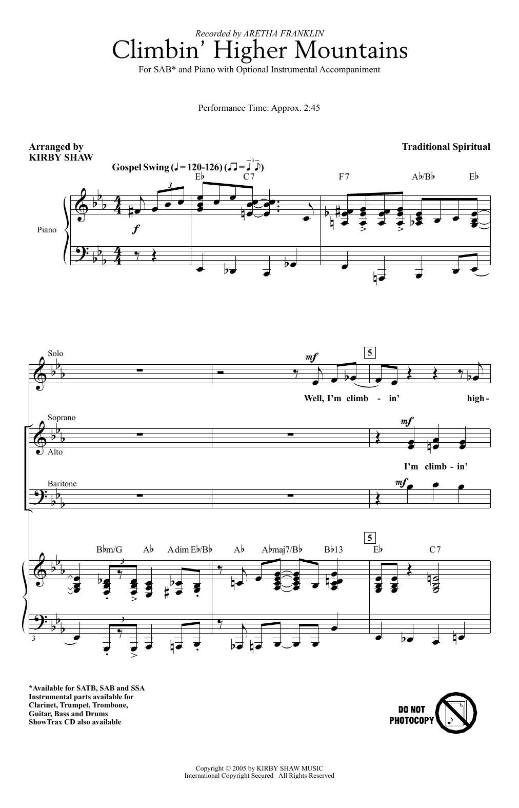 Produktbild zu: Climbin' Higher Mountains (arr. Kirby Shaw)