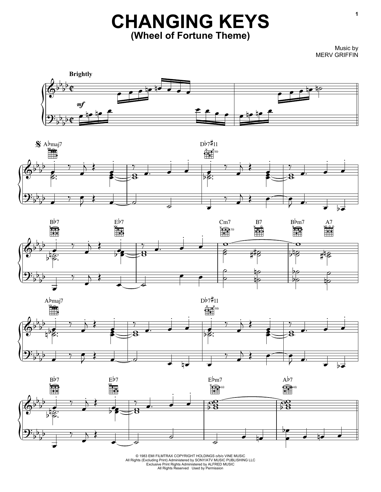 Produktbild zu: Changing Keys (Wheel Of Fortune Theme)