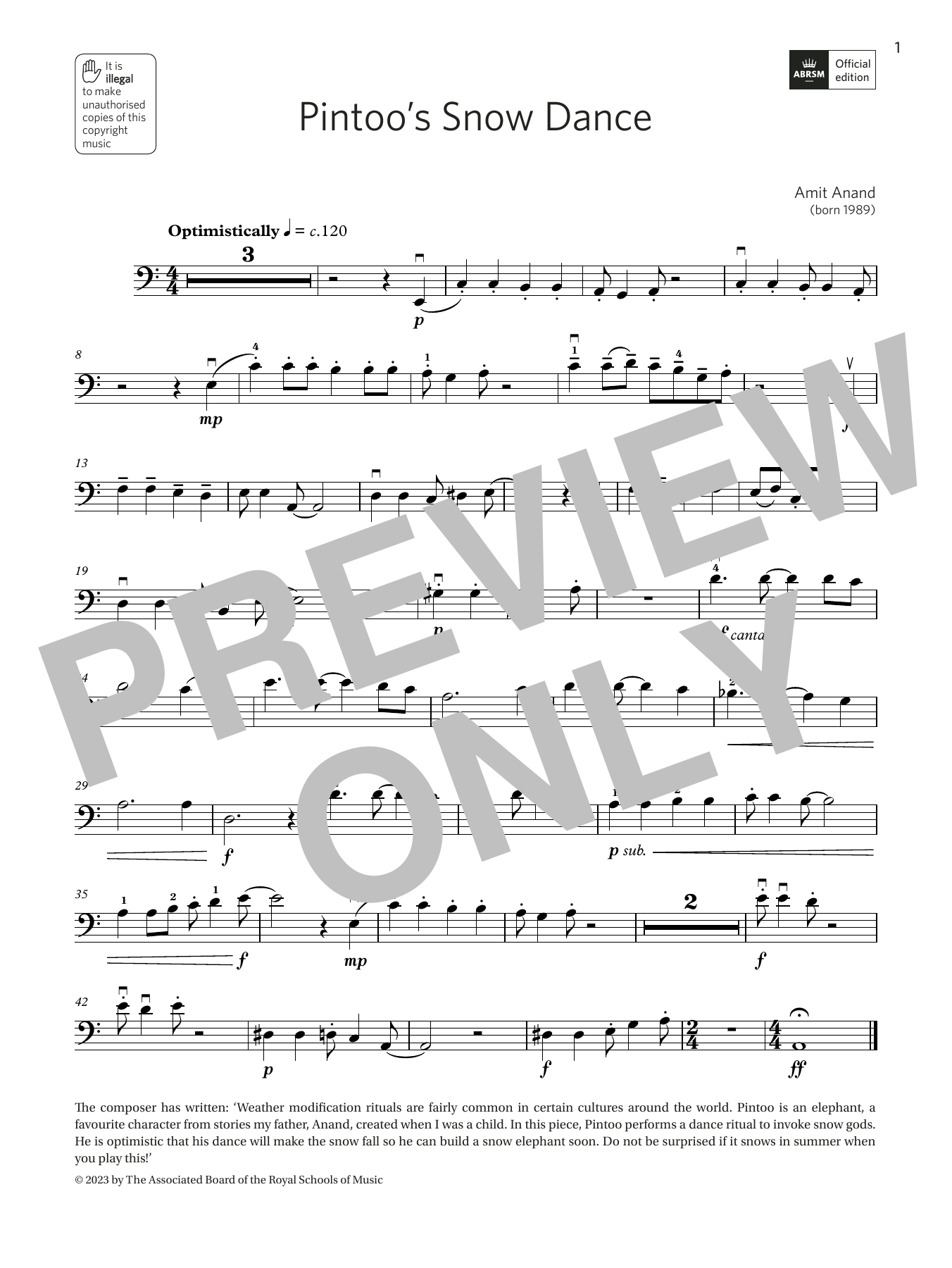 Produktgalerie: Seite 1 von 1 Pintoo's Snow Dance (Grade 4, C11, from the ABRSM Double Bass Syllabus from 2024), Amit Anand, Kontrabass