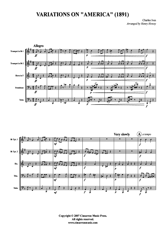 Produktbild zu: Variations on America Charles Ives