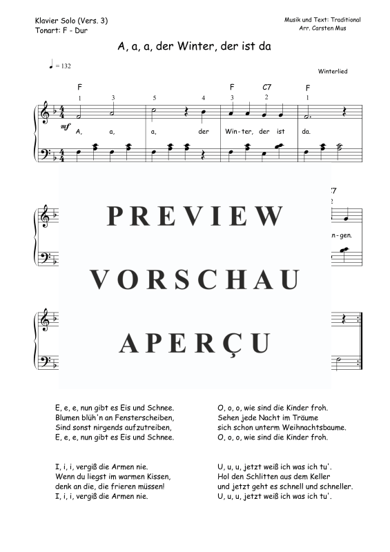 Produktbild zu: A, a, a, der Winter, der ist da (Vers. - 3)Traditional