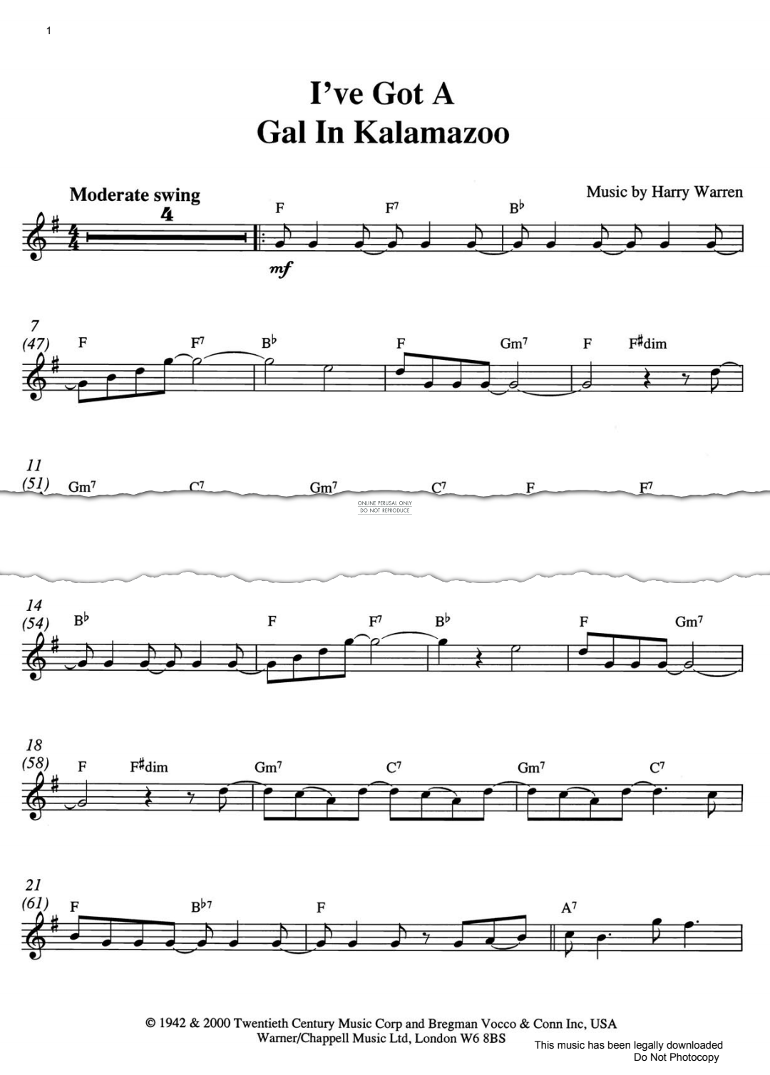 Produktgalerie: Seite 1 von 1 I've Got A Gal In Kalamazoo, Harry Warren, Trompete