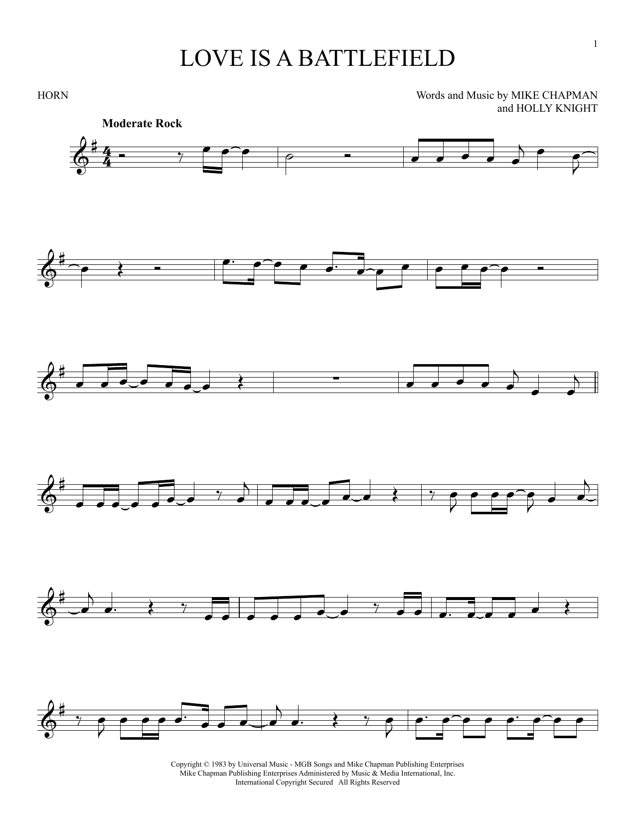 Produktgalerie: Seite 1 von 1 Love Is A Battlefield, Pat Benatar, Horn