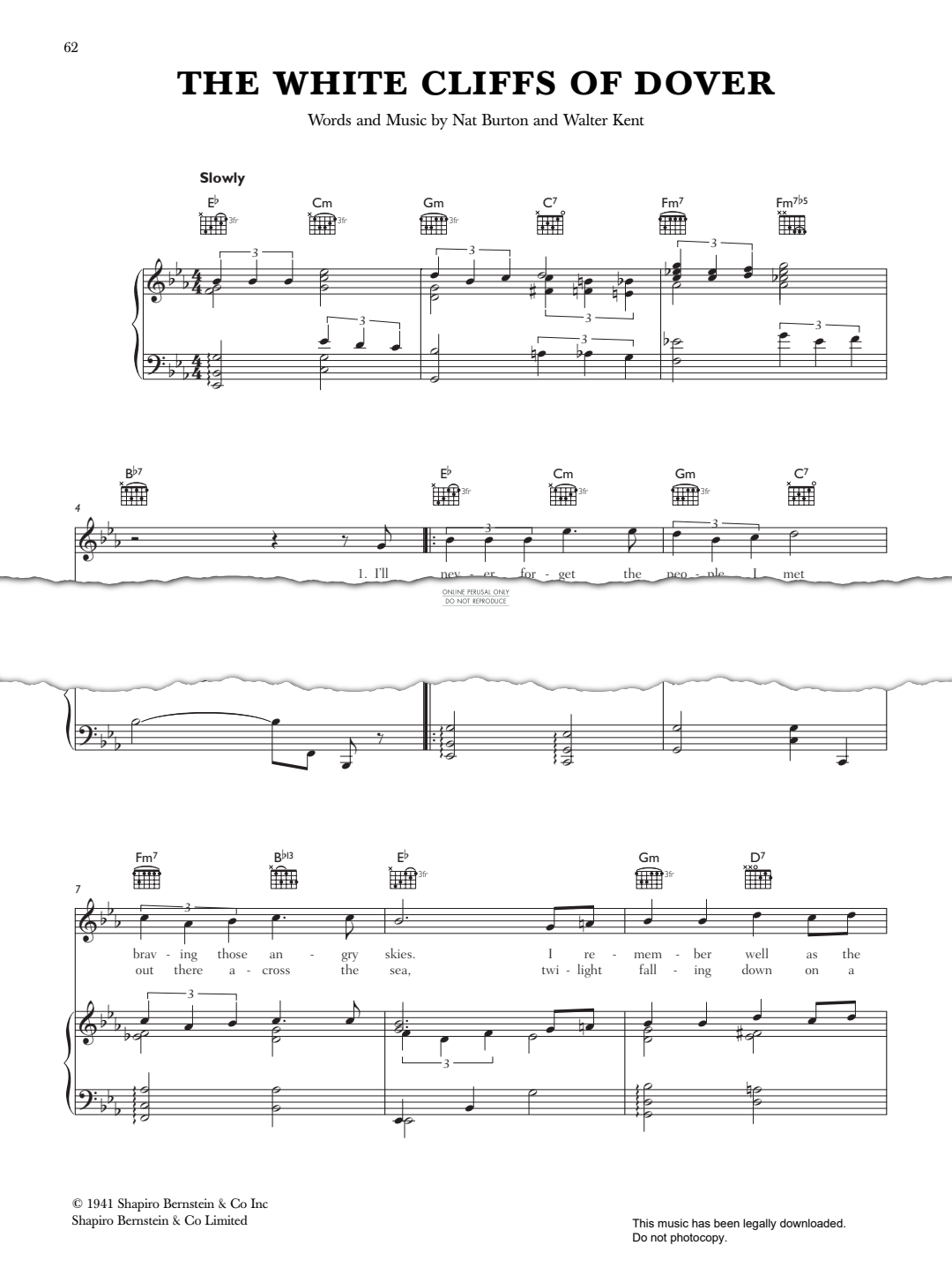 The White Cliffs Of Dover Noten von The Righteous Brothers fbd