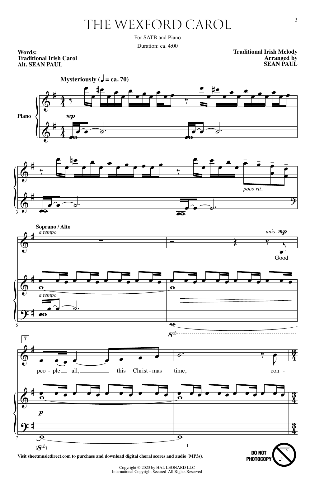 Product picture to: The Wexford Carol (arr. Sean Paul)