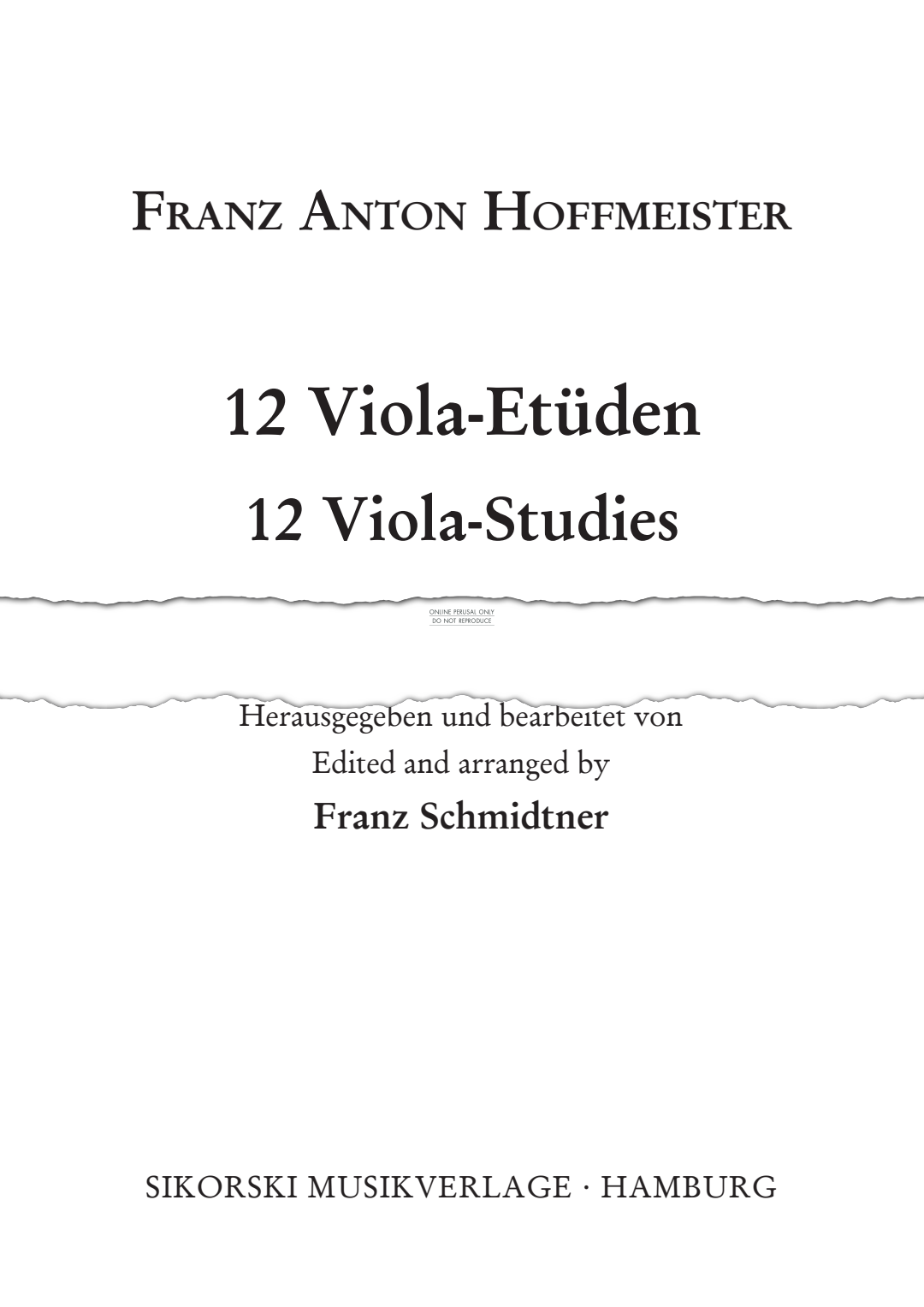 Product picture to: 12 Etudes for Viola