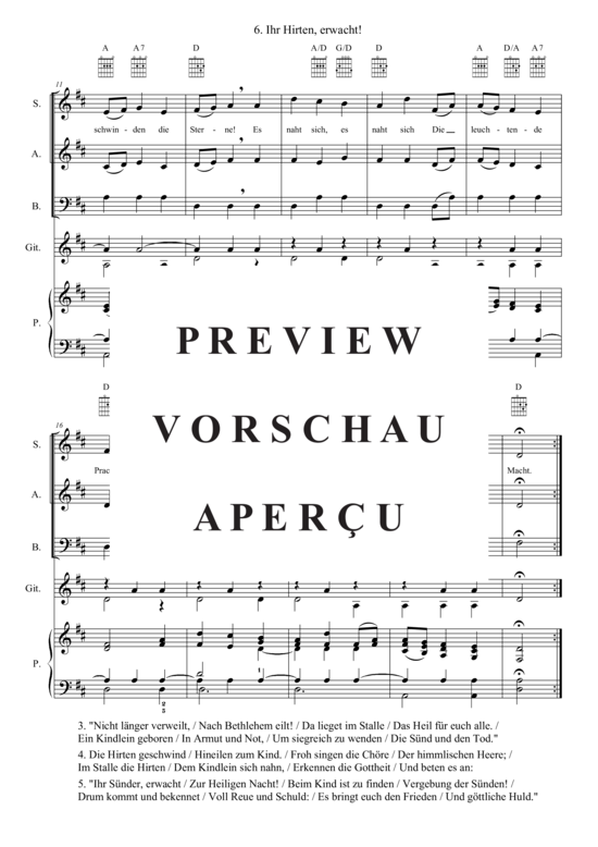 Produktgalerie: Seite 3 von 3 Ihr Hirten, erwacht , , (Gemischter Chor SAB, Gitarre + Klavier)