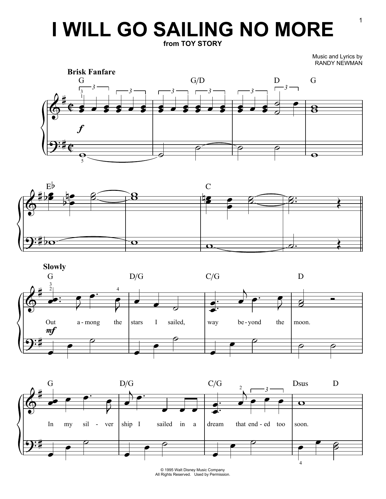 Produktbild zu: I Will Go Sailing No More (from Toy Story)