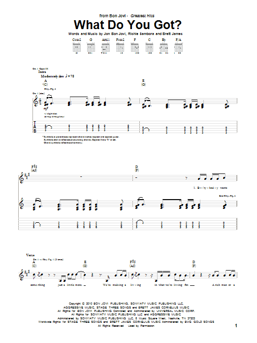 Produktgalerie: Seite 1 von 1 What Do You Got?, Bon Jovi, Gitarre