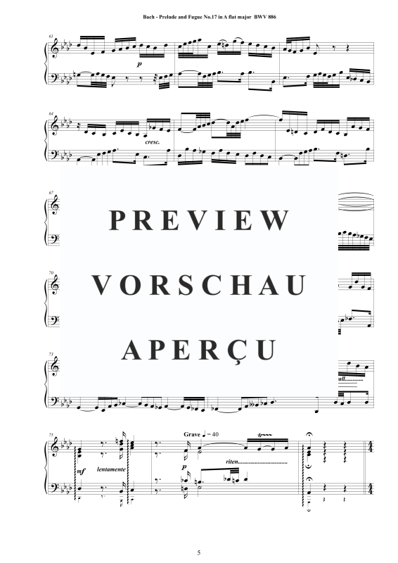 Product gallery: Page 6 of 10 Prelude and Fugue No. 17 in A flat major, BWV 886, , Solo Piano