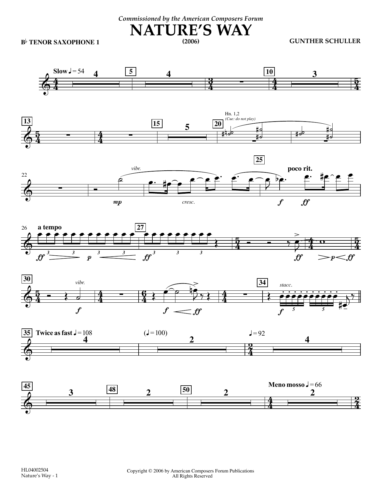 Product picture to: Nature's Way - Bb Tenor Saxophone 1