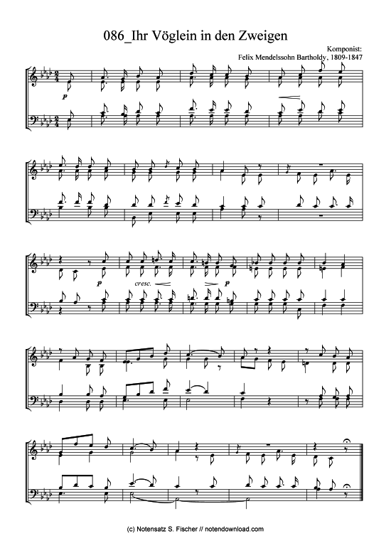 Product picture to: Ihr Vöglein in den Zweigen Felix Mendelssohn Bartholdy, 1809-1847