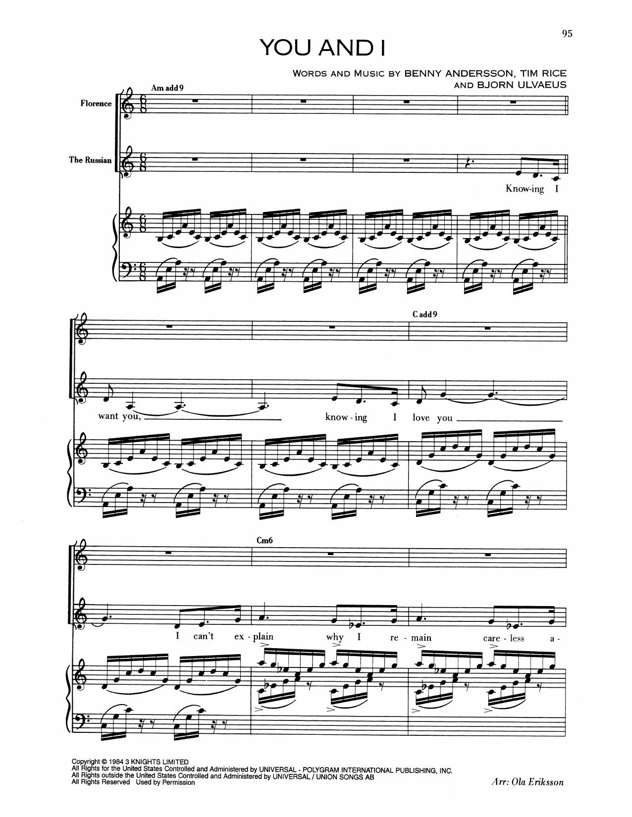 Produktgalerie: Seite 1 von 1 You And I (from Chess), Benny Andersson, Gesang, Klavier