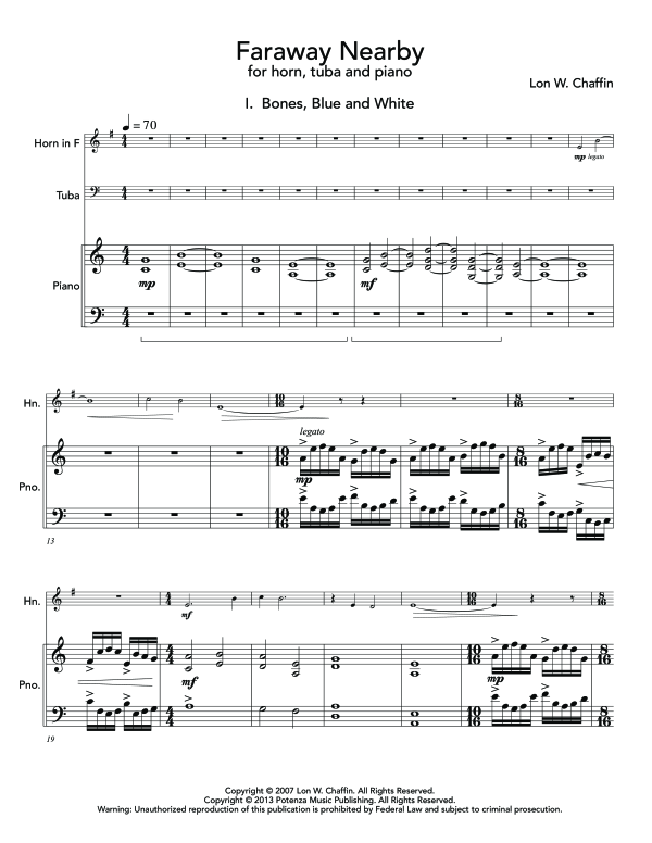 Produktgalerie: Seite 1 von 11 Faraway Nearby, , (Trio Horn in F, Tuba und Klavier)
