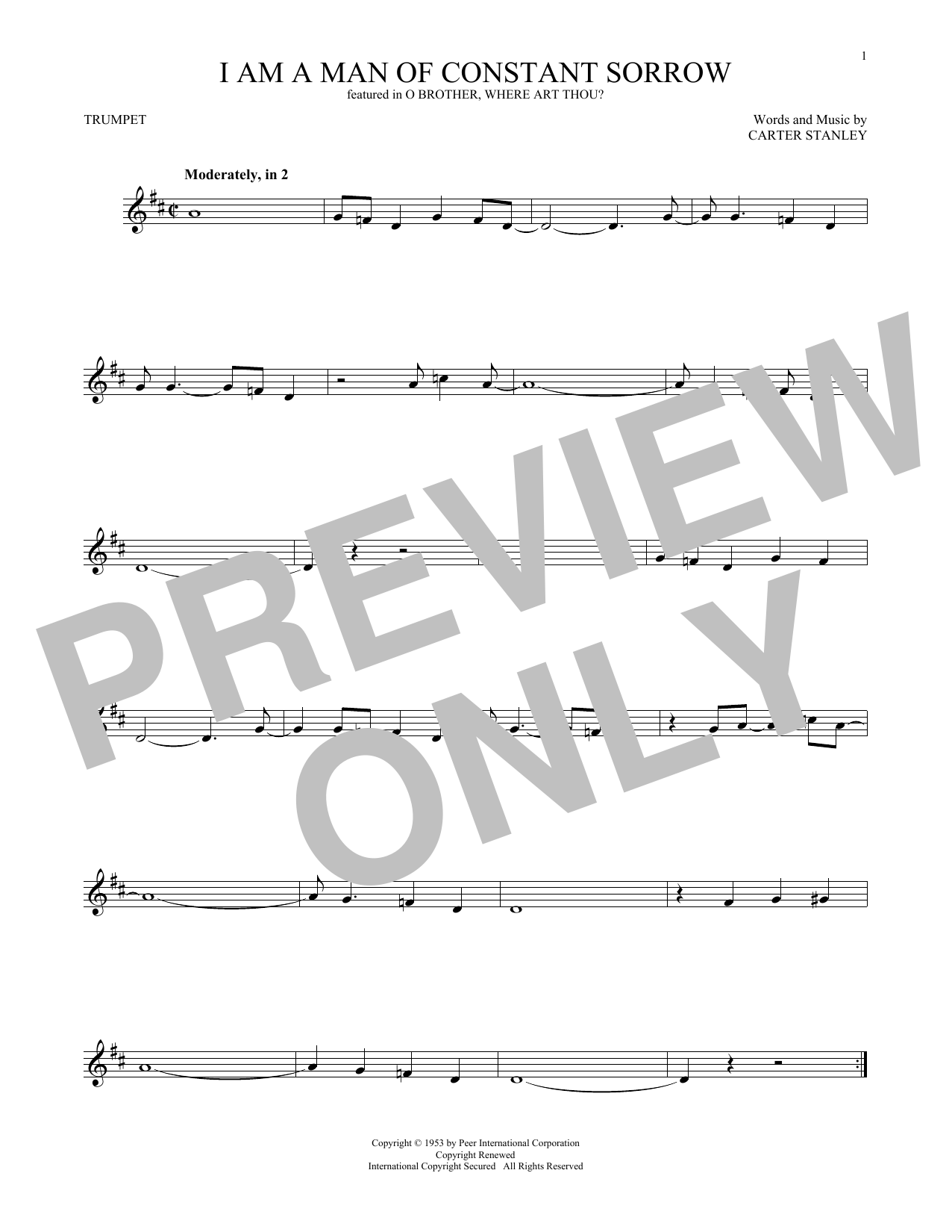 Produktgalerie: Seite 1 von 1 I Am A Man Of Constant Sorrow, Carter Stanley, Trompete