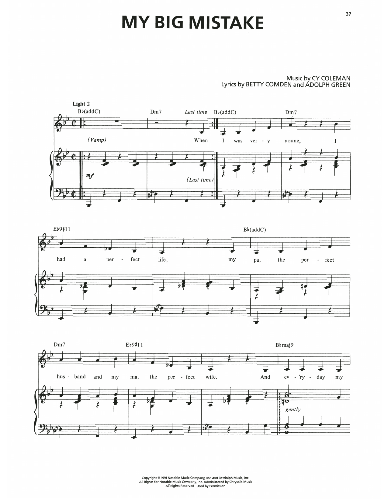 Produktgalerie: Seite 1 von 1 My Big Mistake (from The Will Rogers Follies), Cy Coleman, Gesang, Klavier